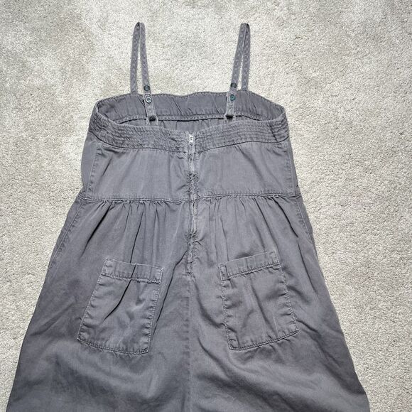 Anthropologie Equinox Postmark Jumpsuit Womens Small Apron Gray Overalls Linen - Picture 9 of 14